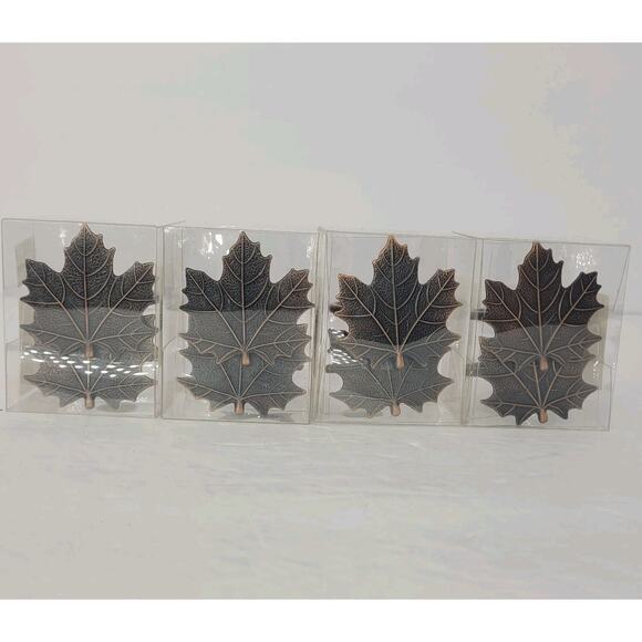 Better Homes & Gardens Bronze Maple Leaf Napkin Rings Fall Thanksgiving Set of 8 - Picture 2 of 5